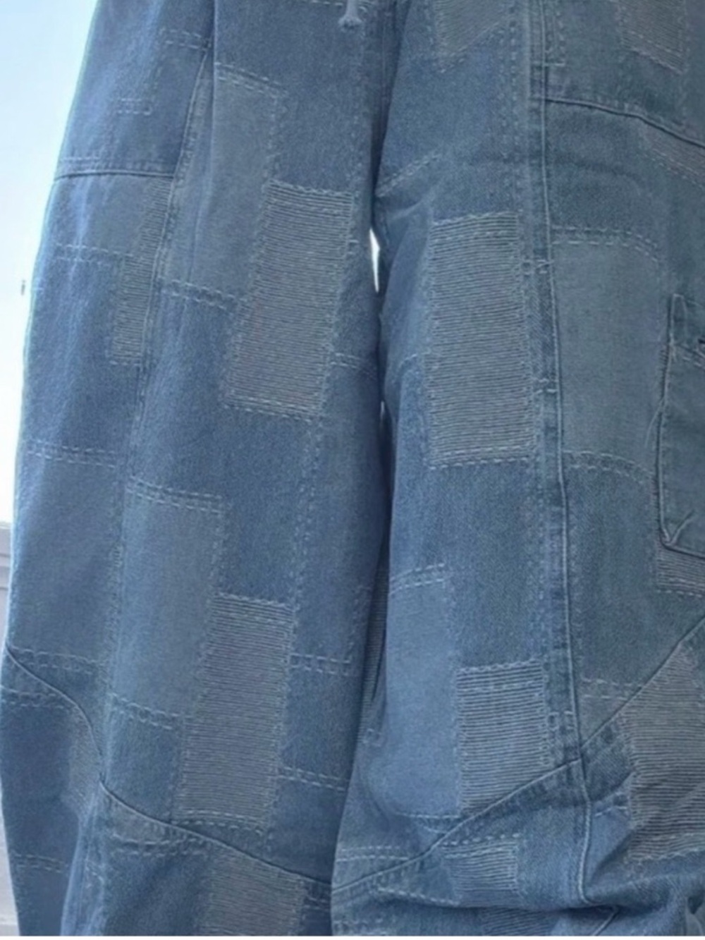 Blue Velvet Denim Patchwork Drawstring Jeans - Picture 2 of 9